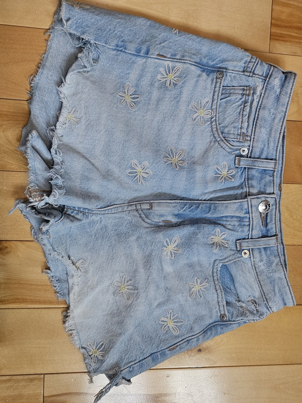 American Eagle Outfitters Light Blue Daisy Denim Cutoff Shorts